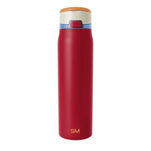 Image of Simple Modern Water Bottle with Straw & Handle | 30oz | Red | Mesa Loop Insulated Water Bottle for School, Sports, Travel | Leak Proof, Stainless Steel | Salsa