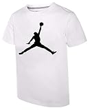 Nike AIR Jordan Boys' Jumpman T-Shirt (White/Black, Large)