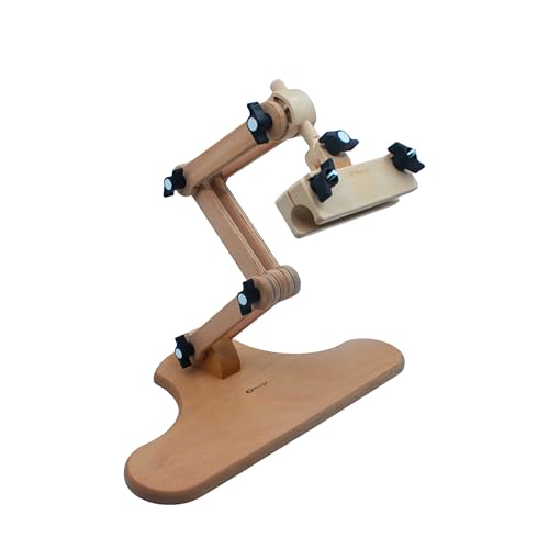 Image of Nurge Medium Seating Embroidery Stand with 2in1 Snap Head - Ergonomic Hands-Free Cross Stitch Holder for Snaps Frames & Classic Hoops - Premium Beech Wood Craft Frame - 19.68 inch Max Reach