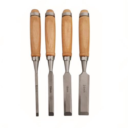 Wood Chisel Set, 4 Pieces, Professional Woodworking Tools (6mm, 12mm, 18mm, 24mm)