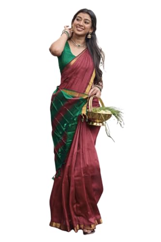 Image of Women's Cotton Woven Soft Sarees With Attach Blouse Piece.