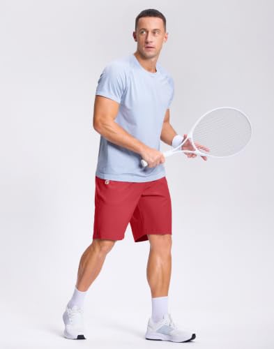 Image of GGJ Men's Lightweight Athletic Shorts with 2 Zipper Pockets 7 inch /9 inch /5 inch Gym Workout Running Quick Dry Tennis Shorts for Men