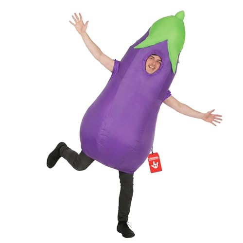 Morph Disfraz Berenjena Adulto Hinchable, Verdura Emoticono, Disfraces para Carnaval y Halloween, Talla única