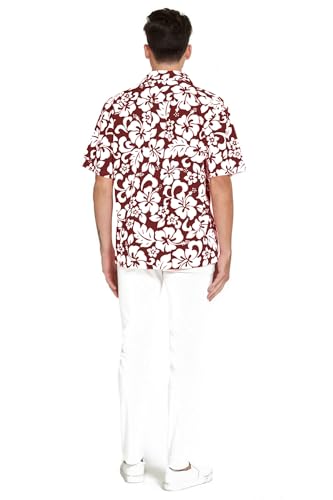 Image of Matchable Couple Hawaiian Luau Men Shirt or Women Tank Dress in Classic Vintage Hibiscus