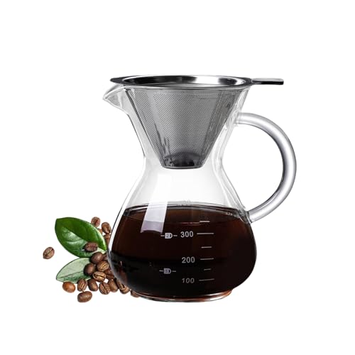 Nchdewui Cafetera con filtro de acero inoxidable, cafetera de goteo manual (400 ml)