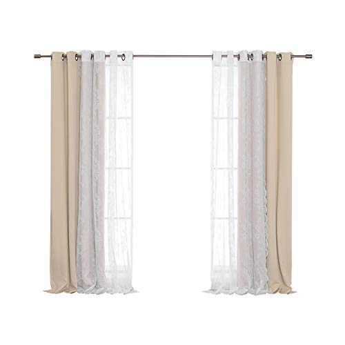 Best Home Fashion uMIXm Rose Sheers & Blackout Mix & Match Curtains - Beige - 52