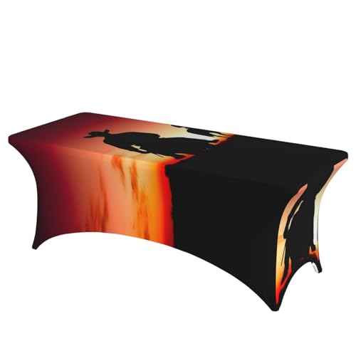 Nappe cowboy élasthanne table rectangulaire 1,8 m housse extensible banquet
