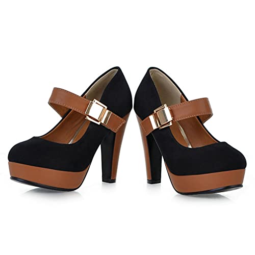 KOKOMOMO Womens Mary Jane Heels Round Toe High Heel Platform Ankle Strap Pumps2