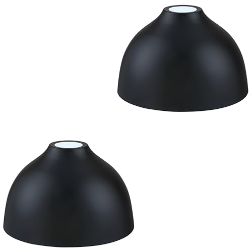 Image of Industrial 8 inch Metal Drum Replacement Shades,1.6 inch Fitter Opening for Threaded Medium Base Socket,H5.1*D8 Black Finish 2 Pack