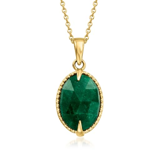 Ross-Simons 5.00 Carat Emerald Pendant Necklace in 18kt Gold Over Sterling. 18 inches
