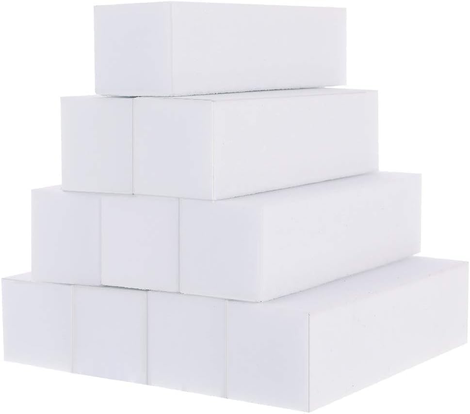 McMola 10 Pcs White Nail Buffer Block, Sanding Block Professional Salon, Art Tips Tool Finger Manicure Pedicure Tools for Home and Salon Use (95 * 25 * 25MM, White)
