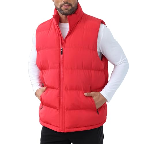 Men's Puffer Vest Winter Zipper Outerwear Vests Warm Water-Resistant Sleeveless Puffy Jackets