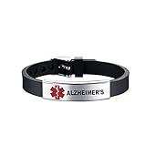 LuxglitterLin Sport Medical Alert ID Tag Bracelet Laser Engraved Alzheimer's Silicone Adjustable Wri