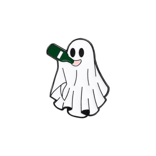 Image of Halloween Cute Ghost Brooches Lapel Pins for Women Funny White Love Heart Boo Ghost Pins Lapel Collar Jeans Hats Shirt Jackets Backpacks Badge Brooches Pins for Women Halloween Holiday Accessory Jewelry