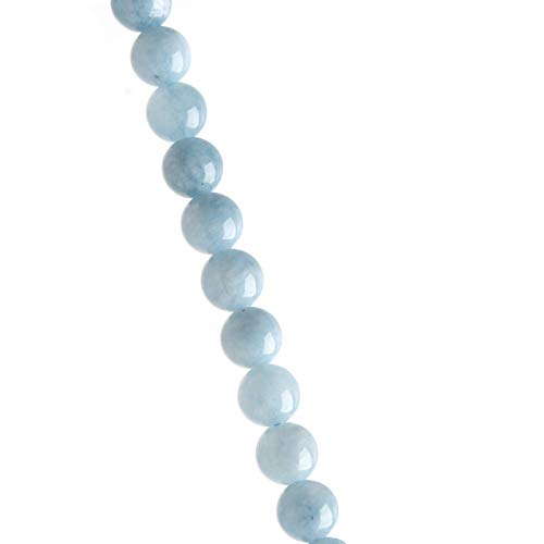 Image of Natural Stone Beads Aquamarine 10mm Polished Round Smooth Gemstone Beads for Jewelry Making 15 Inch (Aquamarine, 10mm)