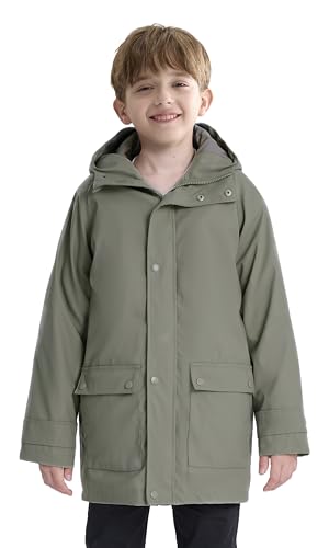 Image of maoo garden Girls Boys Rain Jacket Lightweight Waterproof Raincoat Hooded Lined Long Windbreaker