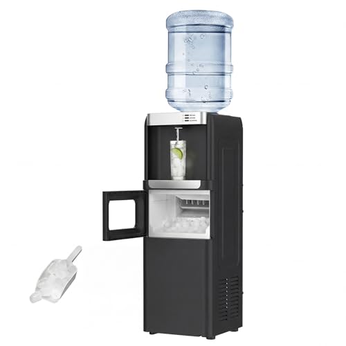 Advwin 3-in-1 Ice Maker, Cold/Hot Water Dispenser 15KG Ice Daily, Top-Loading Design for 2/3/5 Gallon Bottles, Ideal for Office Home Living Room Indoor, Black, Valentine's Day