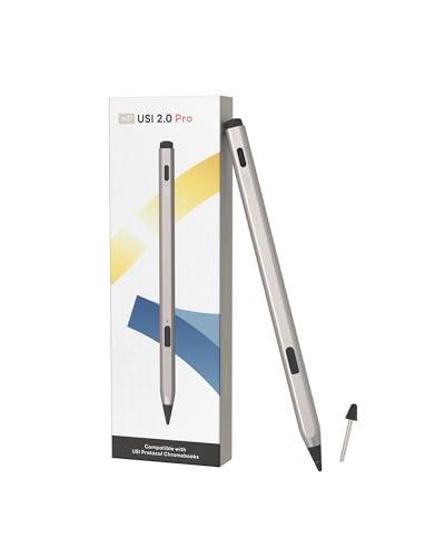 eiP USI 2.0 Pro Stylus Pen for Fire Max 11 2023, Google Pixel Tablet 11 Inch, Specific Chromebooks – Titanium Gold Finish, 4096 Pressure Levels, Fast Charging, Power Switch