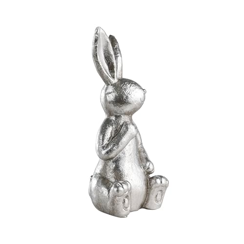 EGLO LIVING Osterdeko Hase Chilandy, Deko Figur Ostern Frühling, Frühlingsdeko Osterhase, Elegante Tischdeko, Osterfigur aus Kunststein in Silber, 25,5 cm