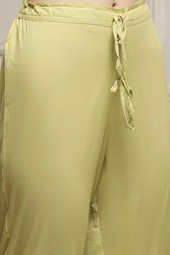 Image of BIBA Women Art Silk A-Line Kurta Regular Pant Suit Set