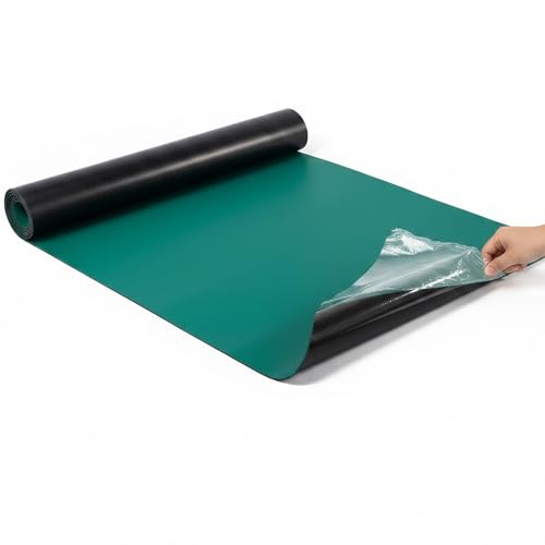 mylystar ESD静電マット グリーン 3m×0.6m×2mm 静電気防止マット 導電性カラーマット 作業台マット 静電気除去 エンジニア用 パソコン修理 電子機器作業 工場 組立ライン 実験室 耐熱 滑り止め