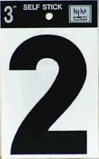Hy-Ko 30402 3 Black Vinyl Self-Stick Number 2