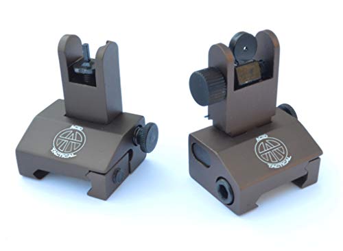 Acid Tactical Rifle Back up Iron Sights with Picatinny BUIS 2 Piece Front and Rear Duel Aperture Anodized Brown - Acid Tactical