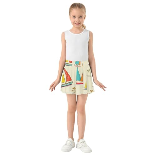 Athletic Shorts Girls Skorts Cute Sailboats Light Yellow Tennis Skirts Toddler 2 in 1 Butterfly 3t3