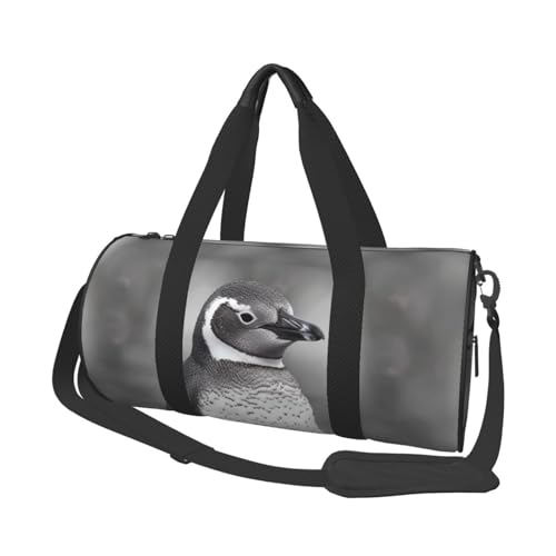 Sac de sport rond pliable pour homme et femme noir bagage de gym pingouin