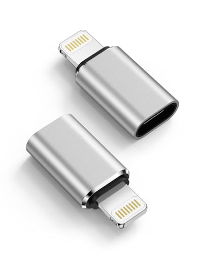 [2-Pack] USB C to Lightning Adapter Type C to Lightning Adapter Support PD Fast Charging & Data Sync Compatible with iPhone 14/13/12/11/X/XR Pro iPad AirPods Not for Audio/OTG