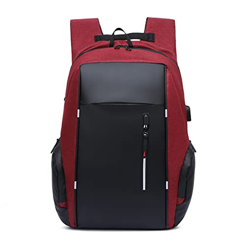HANXIUCAO Mochila Para Computadora Portátil Para Hombres, Bolsa Acolchada De 15.6 "con Puerto De Carga USB y Tiras Reflectantes Para Viajes de Negocios, Bolsas Universitarias Antirrobo (rojo) Cover