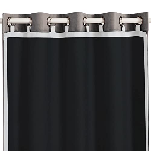 Melodieux 100% Blackout Curtain Liners For 84 Inches Long Sheers And Curtains, 2 Panels Set, Off White/Black, 50 By 80 Inch, Rings Included #TOP1