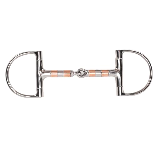 Luocute ステンレス鋼 D リングスナッフルマウスホースビット、銅ローラーホース付きシングルジョイントマウススナッフルビット、長持ちするように作られ、コントロールを強化します