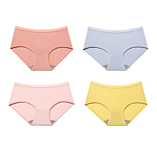 Slips coton respirants femme lot de 4 culottes douces extensibles mi-haute