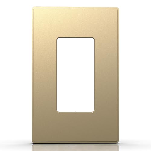 Image of ELEGRP 1-Gang Screwless Decorative Wall Plates, Mid-Size Unbreakable Thermoplastic Faceplate Cover for Decorator Receptacle Outlet Switch, UL Listed (1 Pack, Champagne Gold)