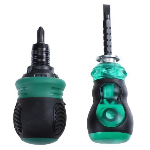 HOLIDYOYO 2個 迷?伸縮式両用ラチェットドライバー 軽量コンパクト設計 滑り止めハンドル搭載 眼鏡 時計 電子機器修理用家用工具