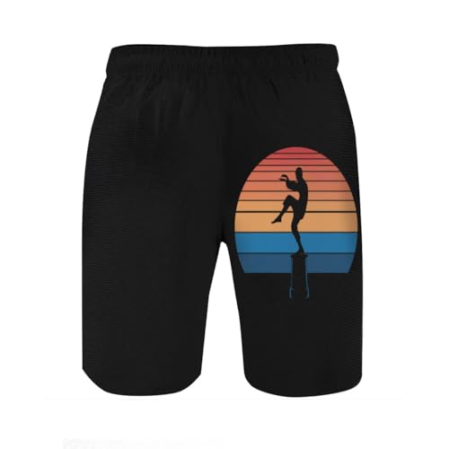 Vintage Karate Retro Crane Kick Mens Swim Trunks Boys Quick Dry Board Shorts with Mesh Lining2