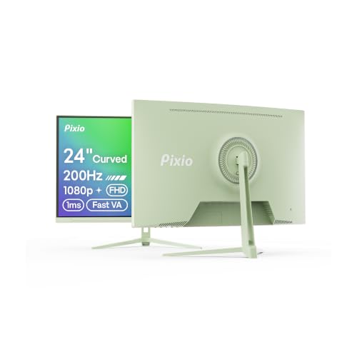 Image of Pixio PXC248 Wave Mint Green 24 inch 200Hz Refresh Rate FHD 1080p Resolution 1500R Curve Fast VA Panel 1ms GTG Response Time Adaptive Sync HDR Curved Gaming Monitor