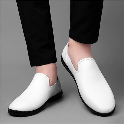 Men's Round Toe Vegan Leather Loafer Shoes Comfortable Slip Resistant Flat Heel Outdoor Slip-on3