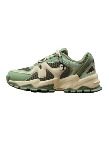 The Souled Store Fumes NX: Sage Men and Boys Low Top Sneakers Green and Off White Streetwear Chunky Trainer Breathable Mesh Cushioned Midsole Durable Sole Lace Up Lightweight Padded Collar