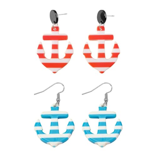 UOPJDD 2 Paires De Boucles d'oreilles De Style Ancre, Boucles d'oreilles en Acrylique, Boucles d'oreilles De Personnalité Créatives, Bijoux Intéressants,...