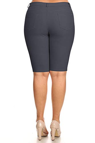 Women's Plus Size Casual Stretch Comfy Pockets Solid Bermuda Shorts Pants3
