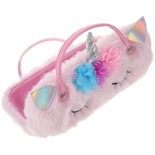 TOYZFRIENDY Estuche Portátil para Gafas Infantil de Peluche Rosa Resistente y Ligero Tamaño Compacto Adecuado para Viajes Protector para Diseño Unicornio Kawaii
