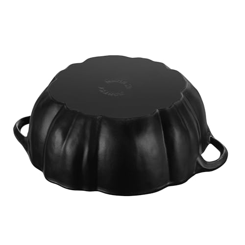 Image of STAUB Cast Iron 3.5-qt Pumpkin Cocotte with Stainless Steel Knob - Black