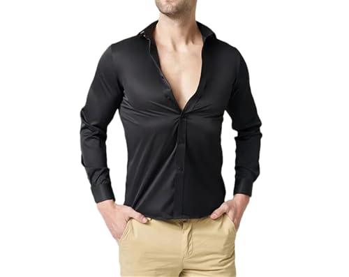 Chemise d'été manches longues coupe fluide style décontracté noir XL