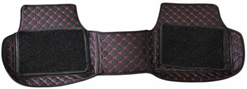 Image of Universal Car 7D Floor Mats for 5-Seater Cars | Premium PU Leatherette Car Foot Mats | Anti-Skid, Waterproof, Easy to Clean | Red Black | Set of 3