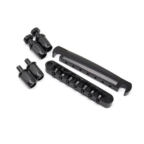 ギターブリッジとサドル ブリッジとテールピース スタッド付き 7弦セット SG LPエレキギター用(Black)