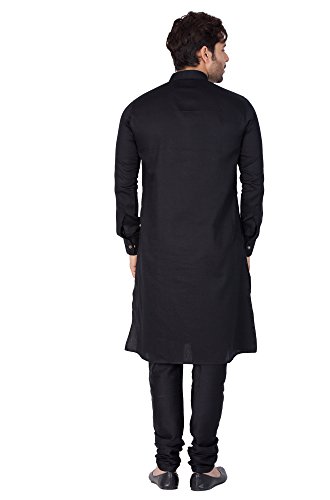 Image of VASTRAMAY Men Soft Cotton Kurta with Buttoned Cuff & Churidar Pyjama Set - Comfortable Ethnic Wear for Eid, Holi, Weddings & Festive Occasions - Stylish Traditional Cotton Kurta Pyjama