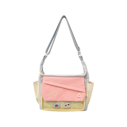Cute Kawaii Crossbody Ita Bag with Clear Pocket for Pins, Aesthetic Y2K Star Perppy Anime Messenger Purse for Women - Main Image