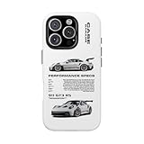 Super Car Collector’s Phone Case - White Track Racer Performance Specs Design - White Slim Durable Protective Cover | Perfect for Car Enthusiasts and Motorsport Fans